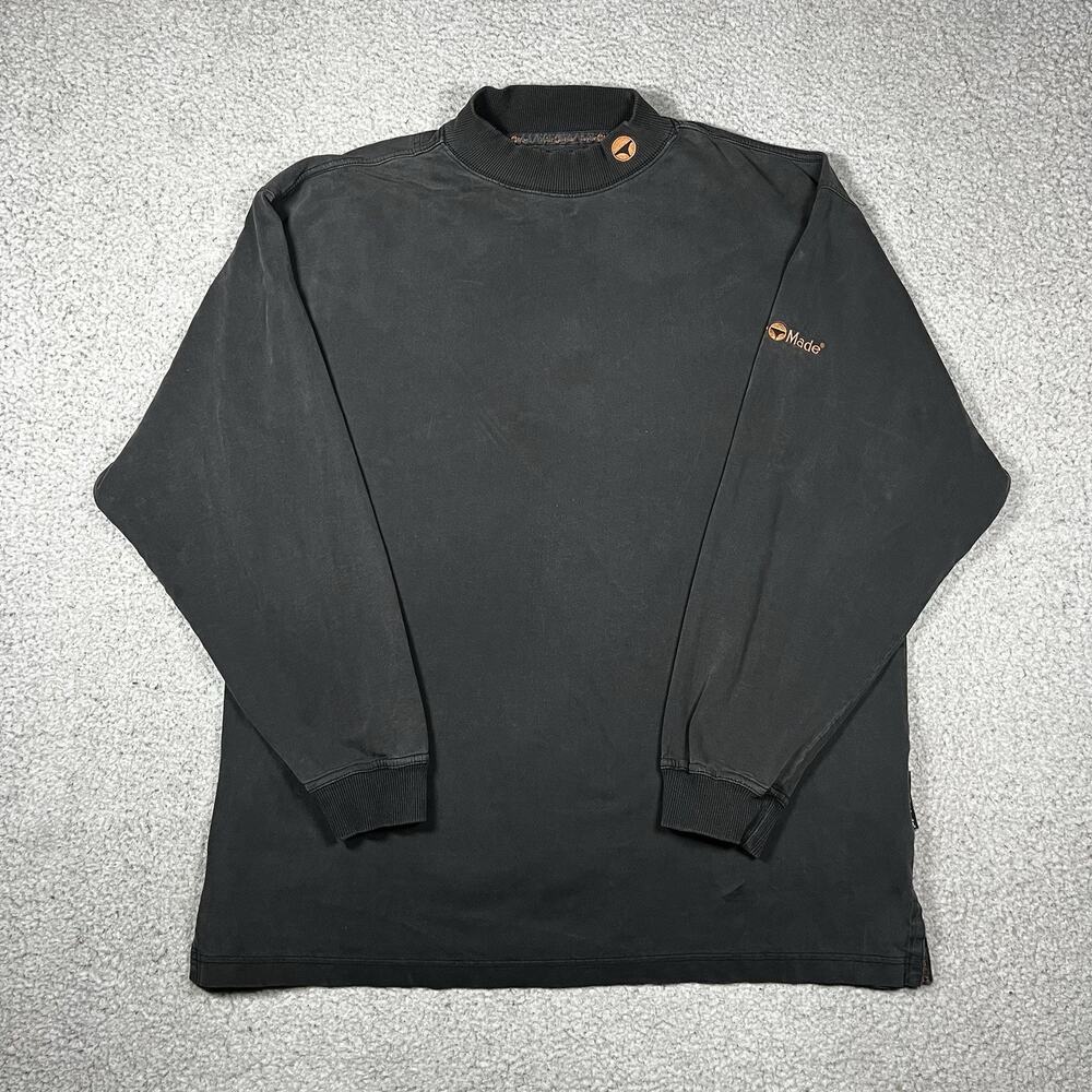 Vintage Taylor Made Shirt Mens L Black Faded Long Sleeve Golf High Crew Neck